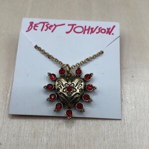 Betsey Johnson red crystal heart necklace-authentic.